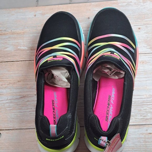 Skechers Black with Multicolor Stripes Athletic Shoes #126 - Picture 5 of 9